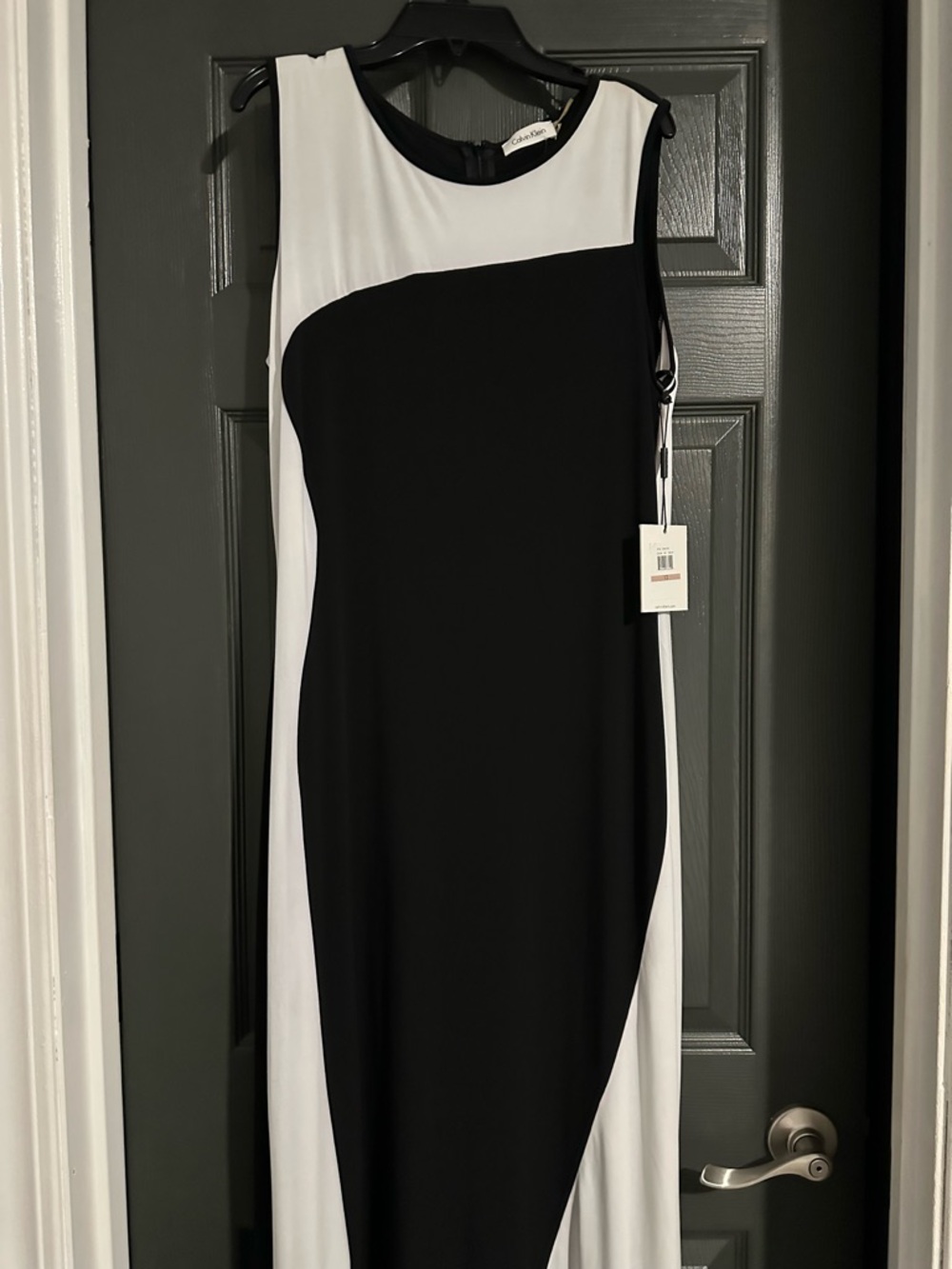 Calvin Klein Black and White Colorblock Maxi Dress